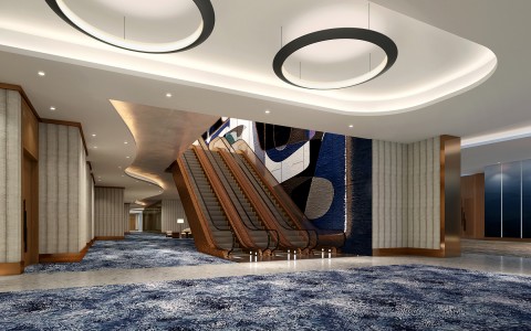 elegant escalators with wooden features