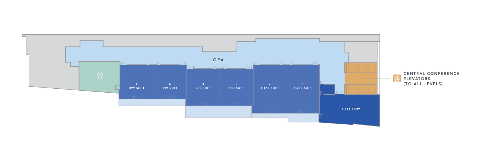grey and light and dark blue colors used in this floorplan