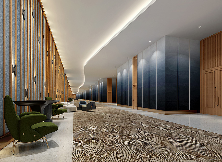 hallway with chairs and ambient lighting