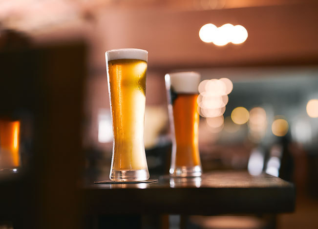 Two tall beers
