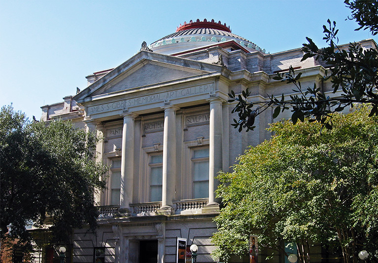 Gibbes Memorial Art Gallery building with antique columned architecture