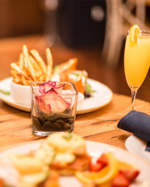 mimosa and plant on a table