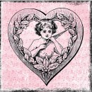 Drawing of cupid in heart