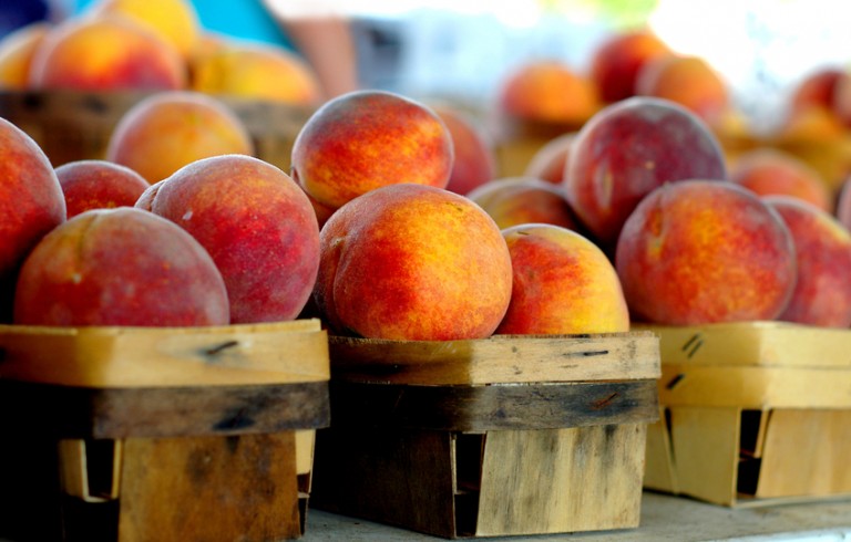 Peaches in baskets