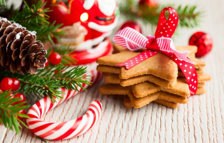 Star shaped cookies with candy cane