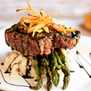 Steak, asparagus and mashed potato
