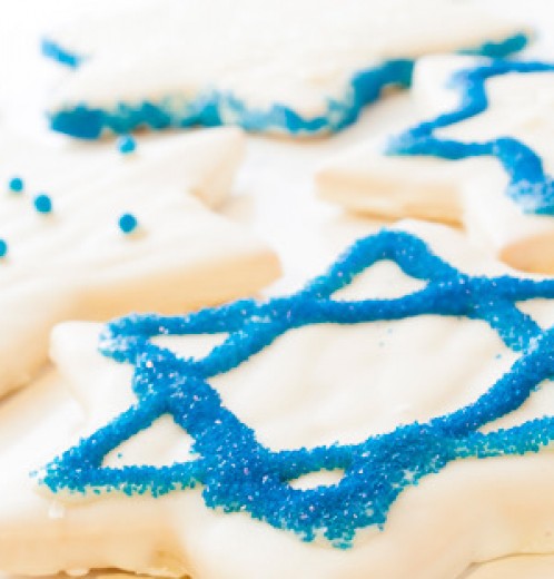 cookies with blue decoration of david's stars