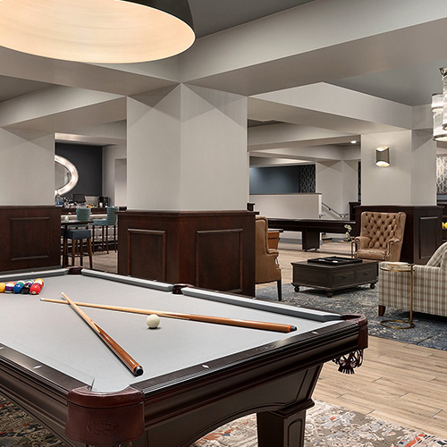 view of a lounge area with a pool table