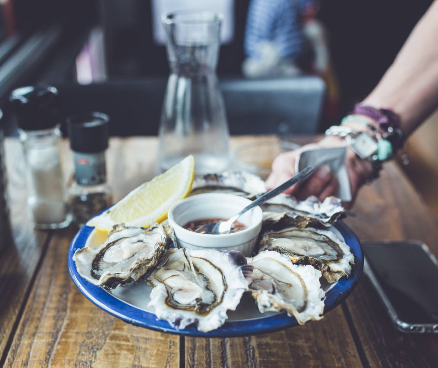 A Plate of Fresh Oysters