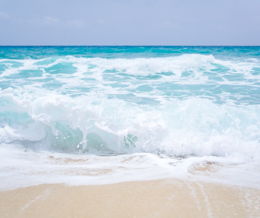 beach waves splashing on sand