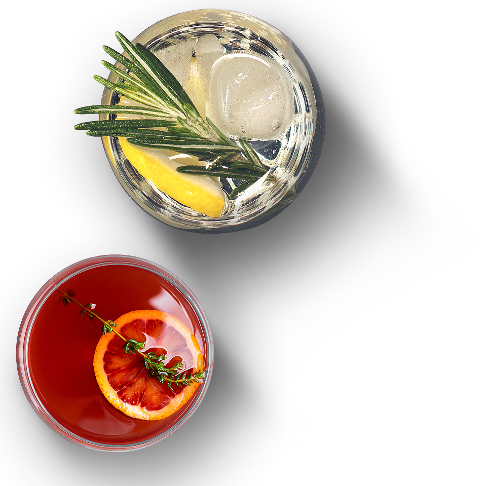 above view of two cocktails