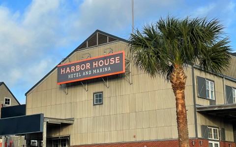 exterior shot of harbor house hotel