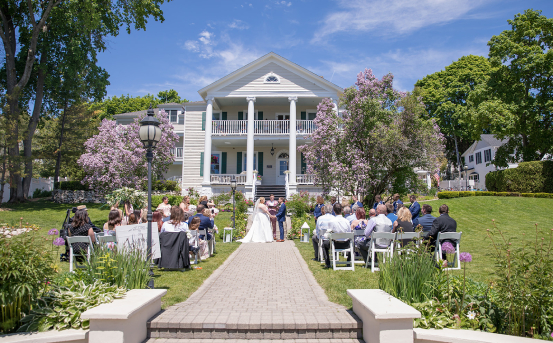 Couple getting married outside