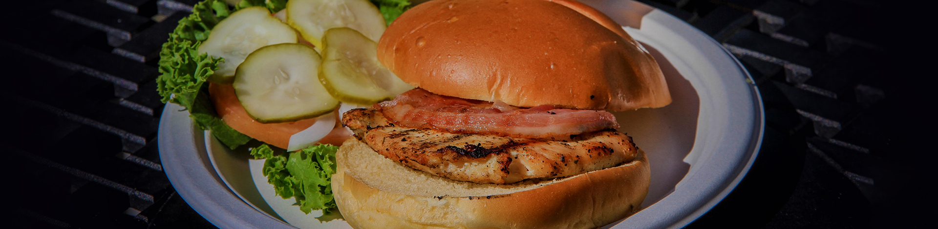 Closeup of a delicious chicken hamburger