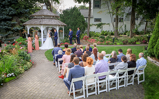 View of a wedding ceremony outdoors