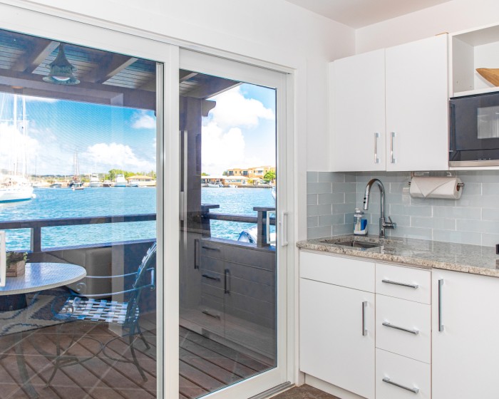 harbour suite kitchen with view of ocean