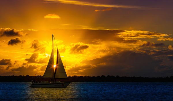 sail boat in the sunset
