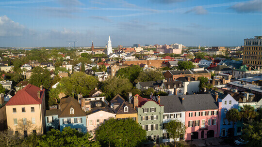 skyline aerial view of charleston