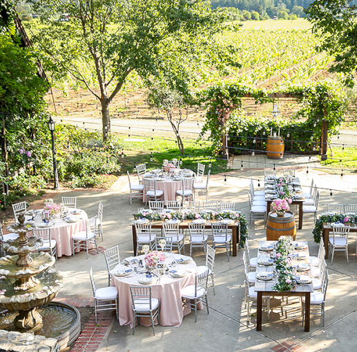 outdoor patio set for wedding reception