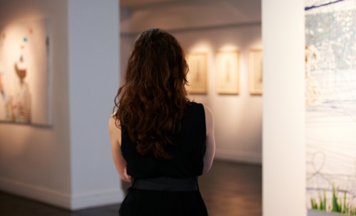 woman in art gallery