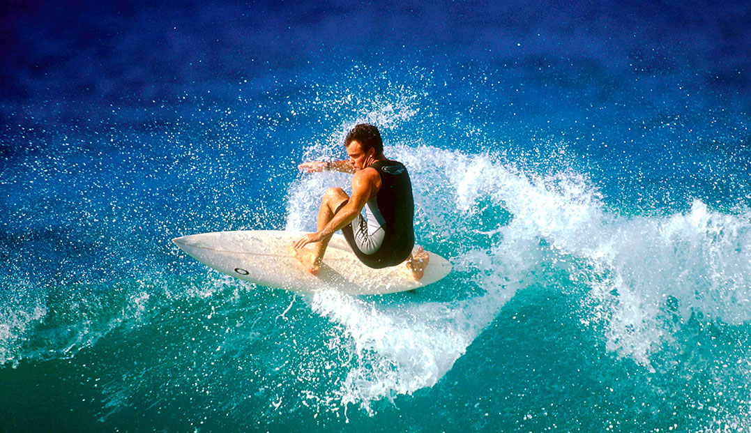 view of a man surfing