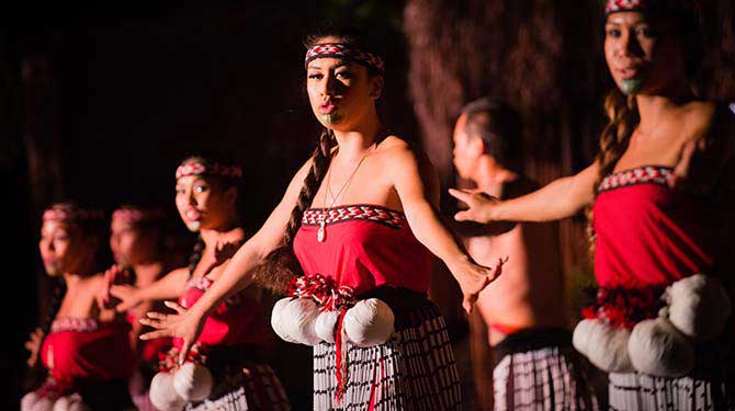 performers dancing at a luau