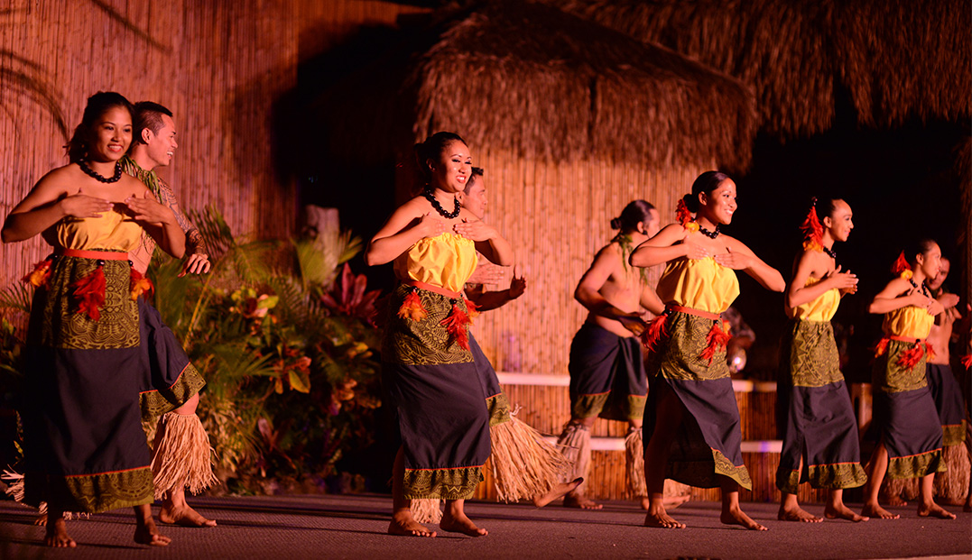 view of performers at a luau