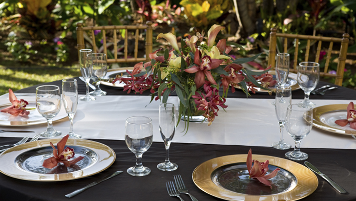 view of wedding reception table setup