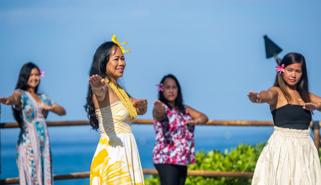 women participating in Hawaiian cultural activities 