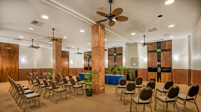 resort meeting space with seating and high ceilings 
