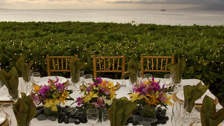 view of wedding reception table setup