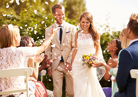 view of a newlywed couple