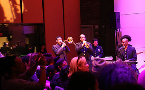 a band playing on stage at Carnegie hall