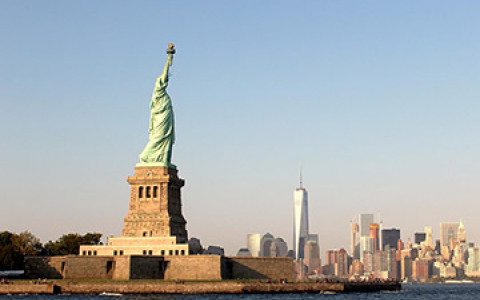 the statue of liberty as seen from the water
