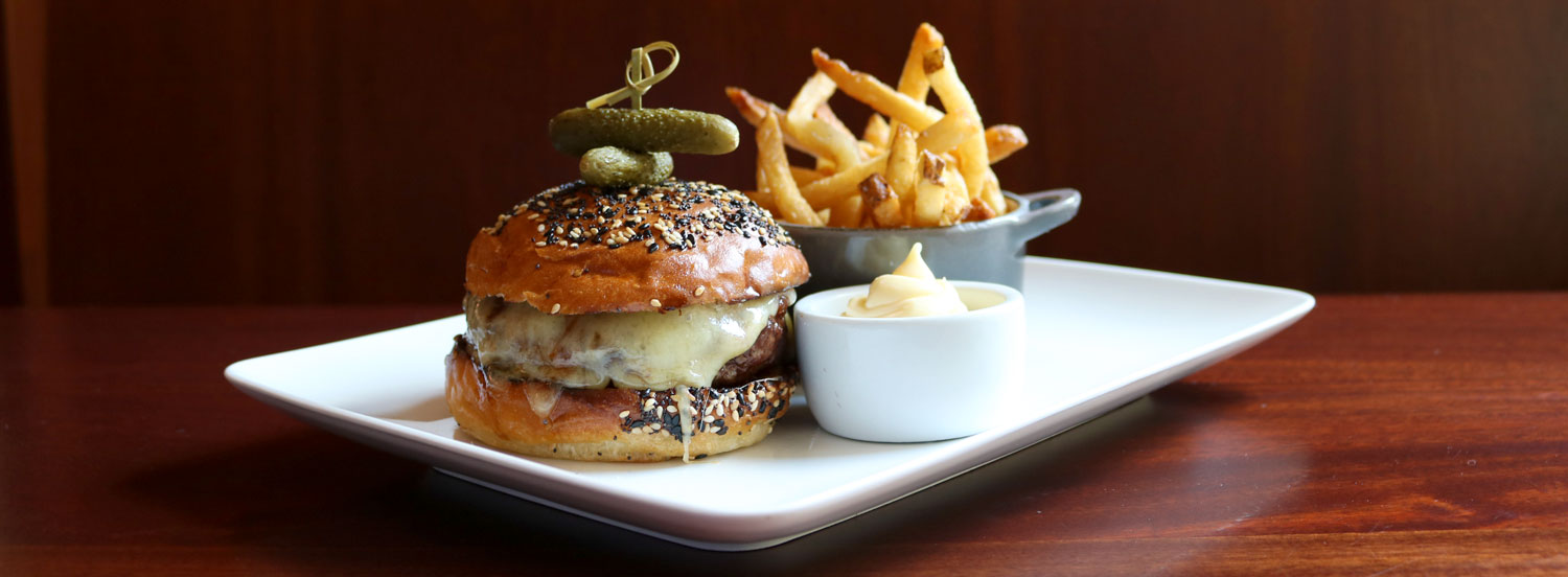 burger and french fries on a plate