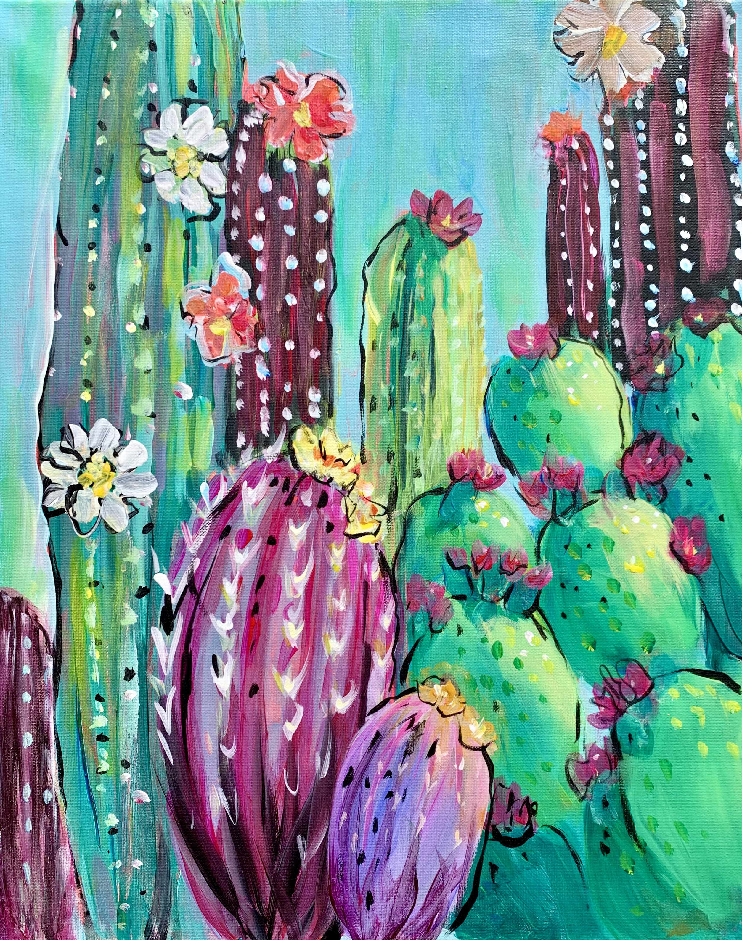 cactus glow painting