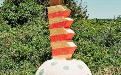 view of a large colorful statue