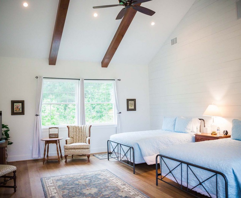 large room with two double beds
