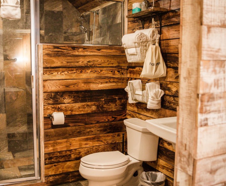 bathrooms inside luxury yurt