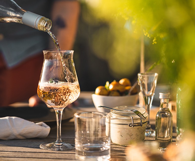 Sparkling wine being poured into glasses