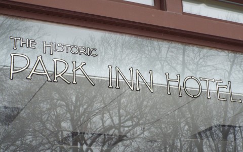 close up of the historic park inn hotel sign