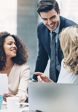 three business people having a meeting