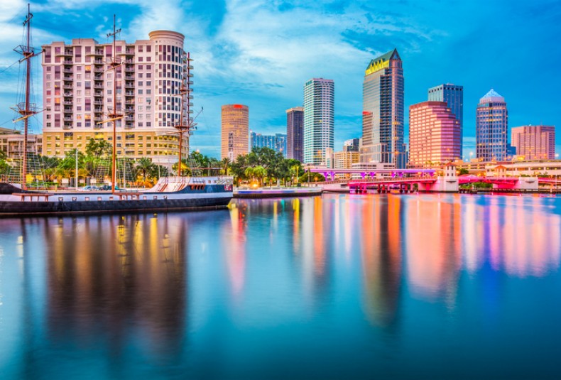 tampa riverwalk and the water
