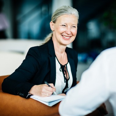 a woman in a business interview