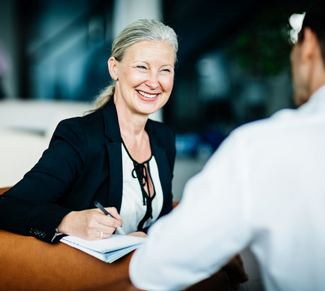 a woman during a business interview
