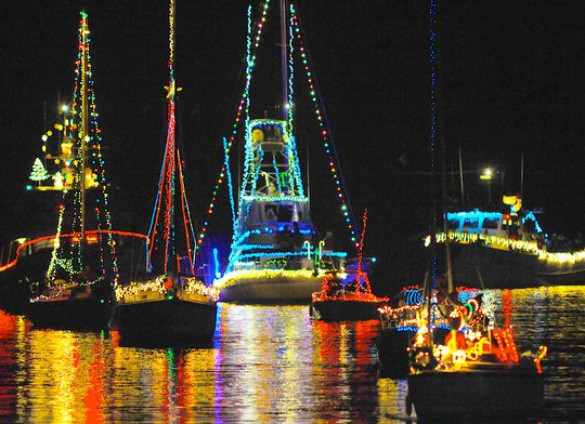 Decorated Boats in Christmas Parade of Lights