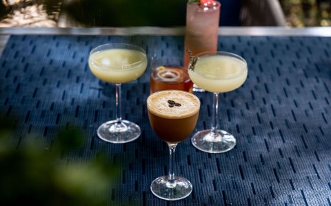 cocktails on bar outside
