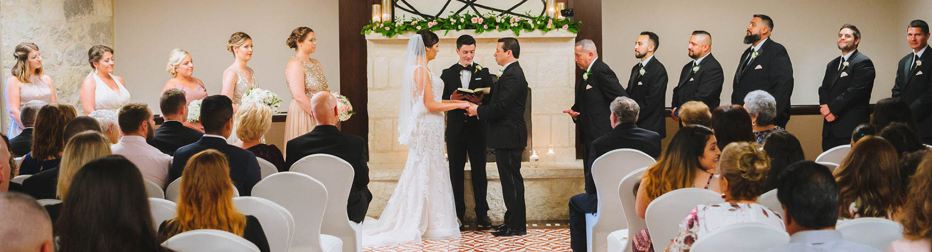 newlyweds getting married at the altar