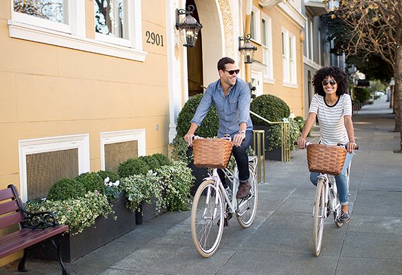 Couple biking