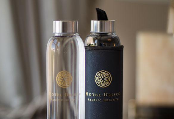 Branded Hotel Drisco water bottles